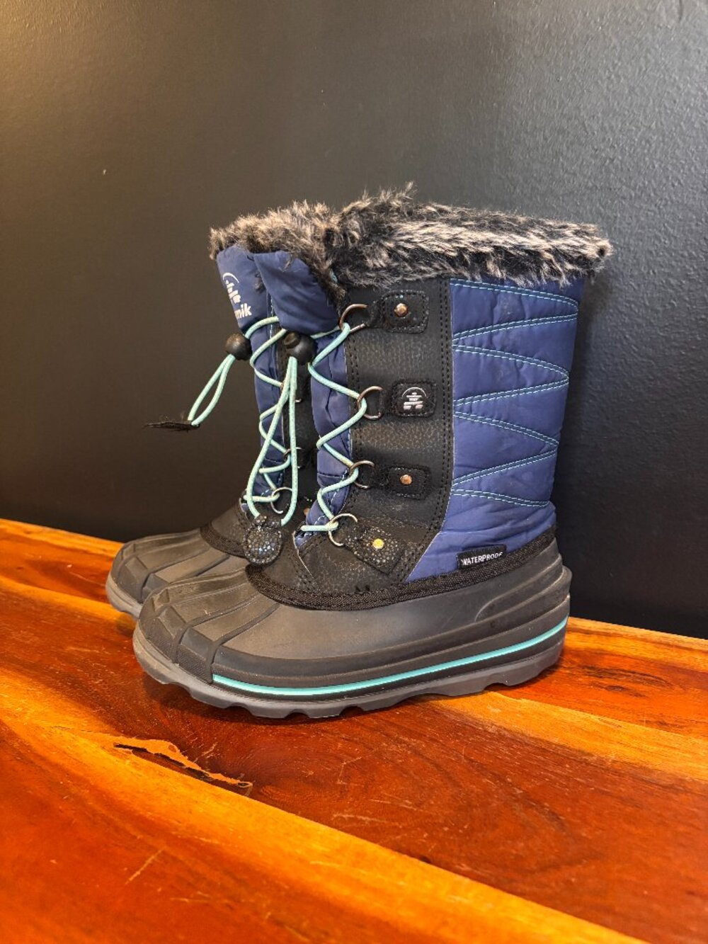 Size 3 Kamik FrostyLake Waterproof Winter Snow Boots Navy/Black